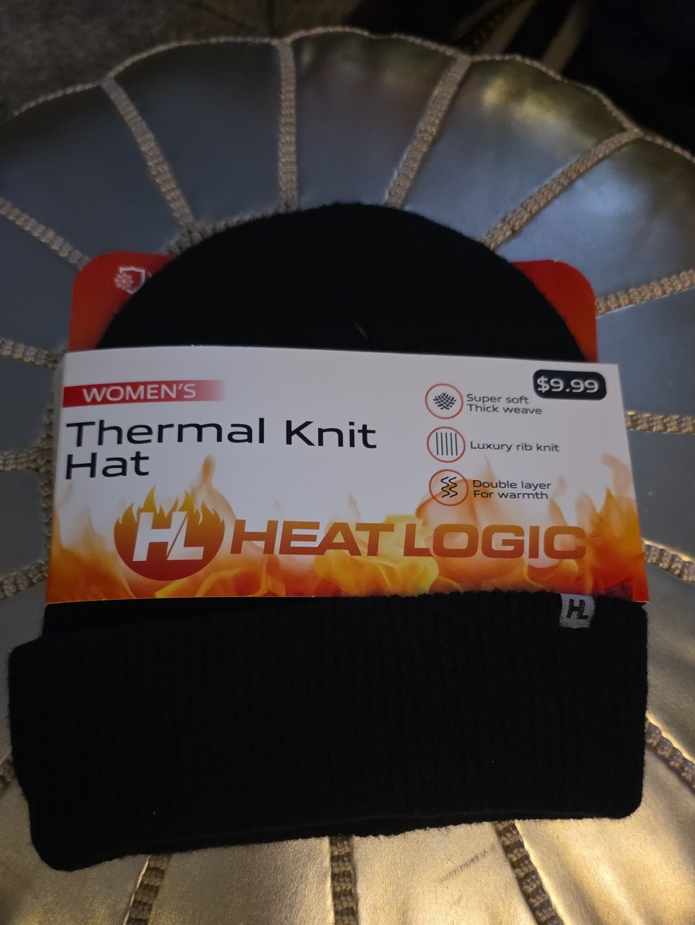 Women's Black Thermal Knit Hat